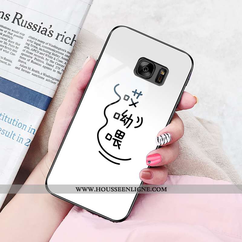 Housse Samsung Galaxy S7 Fluide Doux Silicone Simple Étui Blanc Tendance Vent Blanche