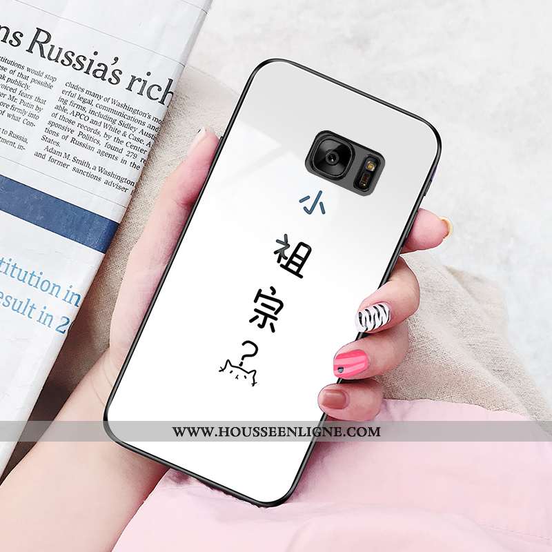 Housse Samsung Galaxy S7 Fluide Doux Silicone Simple Étui Blanc Tendance Vent Blanche