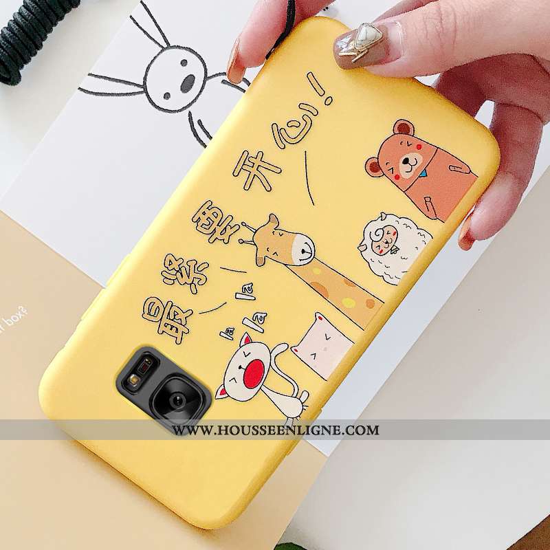 Housse Samsung Galaxy S7 Gaufrage Dessin Animé Jaune Étoile Coque Charmant Téléphone Portable