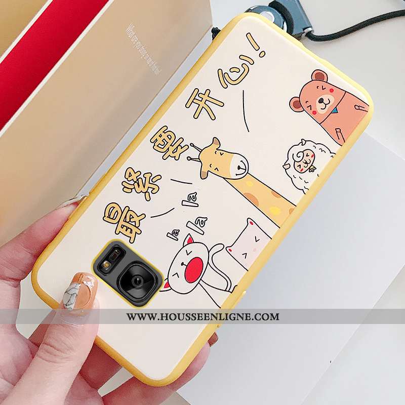 Housse Samsung Galaxy S7 Gaufrage Dessin Animé Jaune Étoile Coque Charmant Téléphone Portable