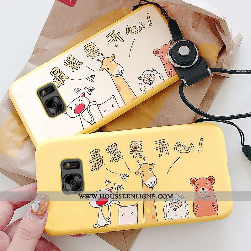 Housse Samsung Galaxy S7 Gaufrage Dessin Animé Jaune Étoile Coque Charmant Téléphone Portable