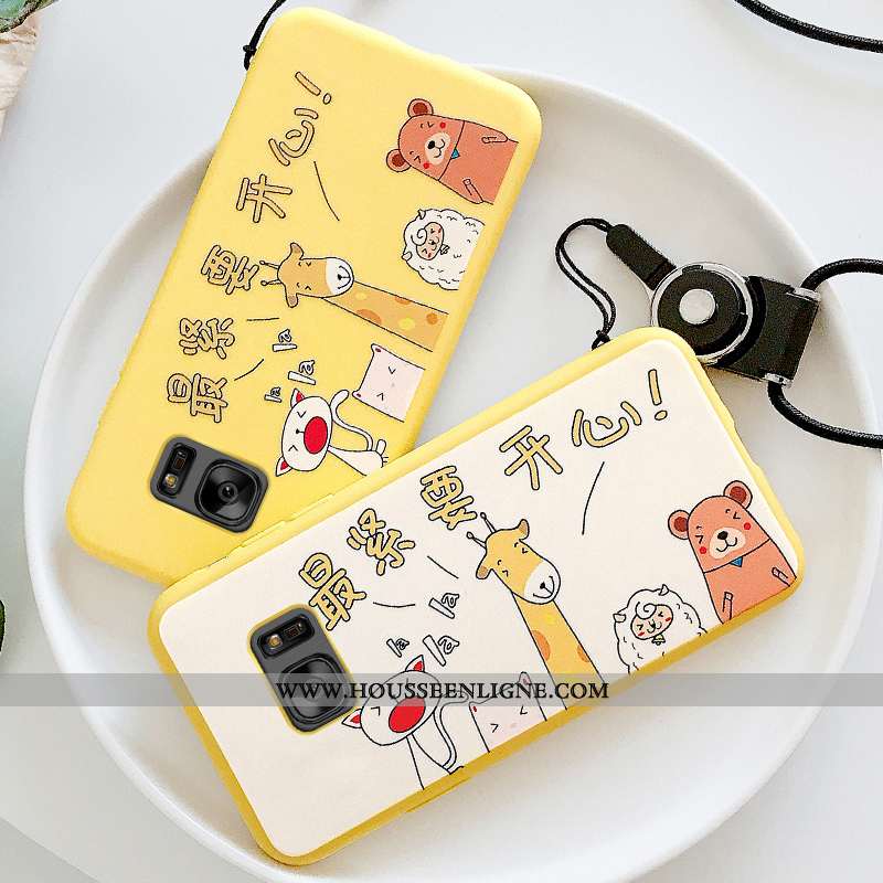 Housse Samsung Galaxy S7 Gaufrage Dessin Animé Jaune Étoile Coque Charmant Téléphone Portable