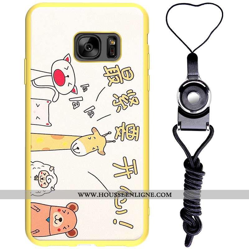 Housse Samsung Galaxy S7 Gaufrage Dessin Animé Jaune Étoile Coque Charmant Téléphone Portable
