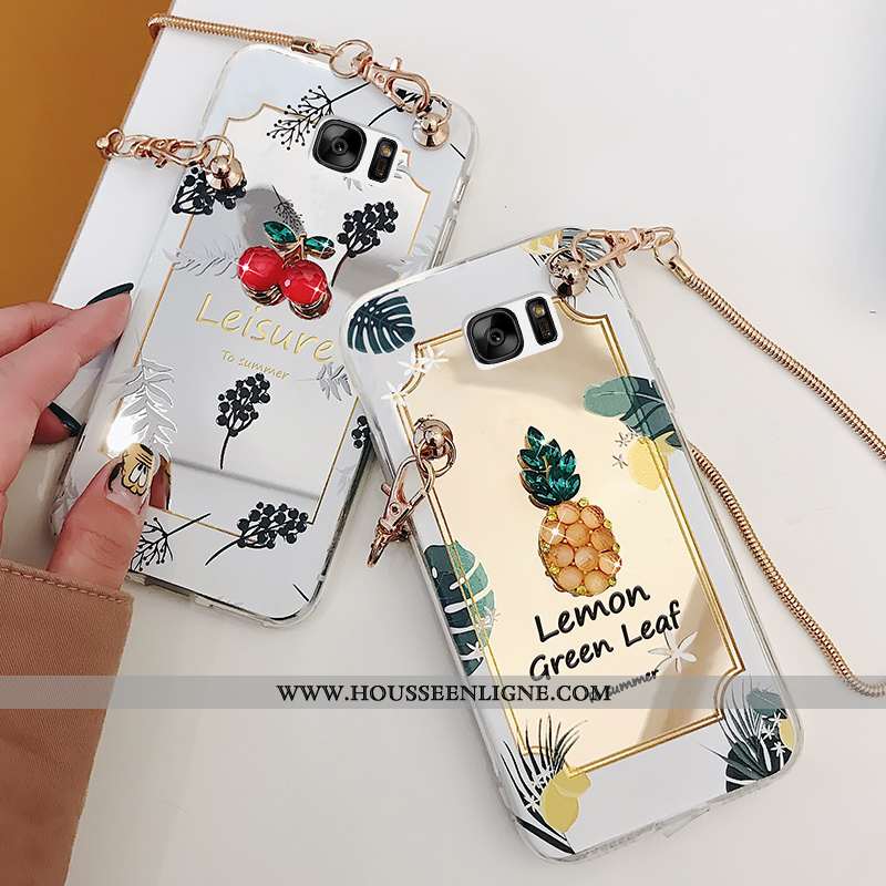 Housse Samsung Galaxy S7 Mode Téléphone Portable Miroir Étoile Coque Amoureux Étui Doré