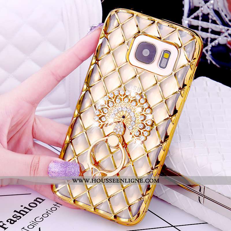 Housse Samsung Galaxy S7 Modèle Fleurie Protection Anneau Étui Rose Support Placage