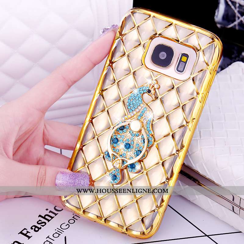 Housse Samsung Galaxy S7 Modèle Fleurie Protection Anneau Étui Rose Support Placage