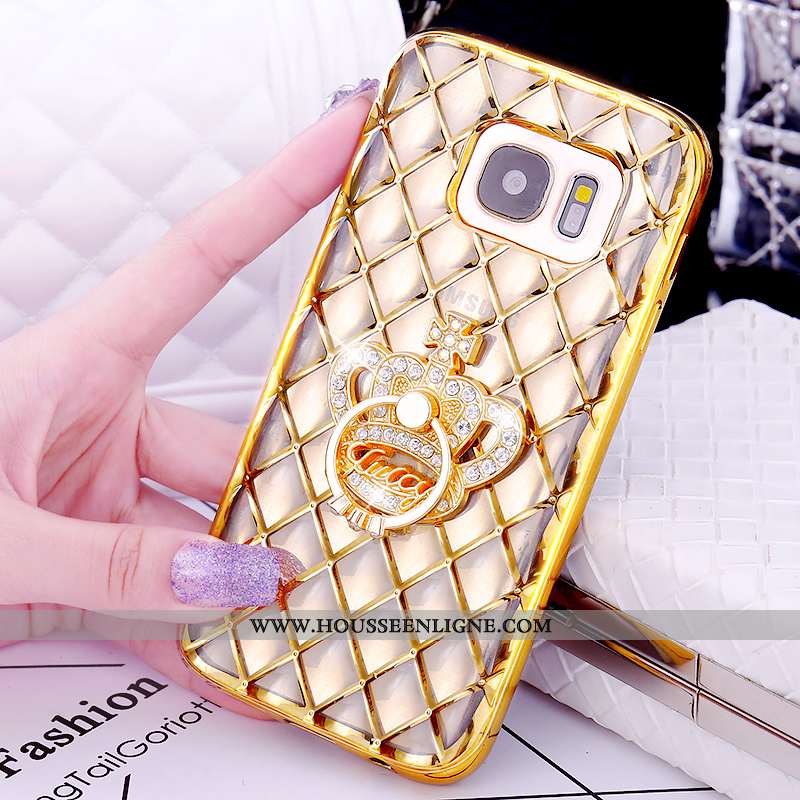 Housse Samsung Galaxy S7 Modèle Fleurie Protection Anneau Étui Rose Support Placage