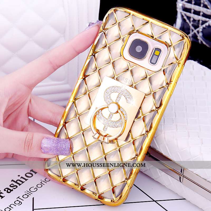 Housse Samsung Galaxy S7 Modèle Fleurie Protection Anneau Étui Rose Support Placage