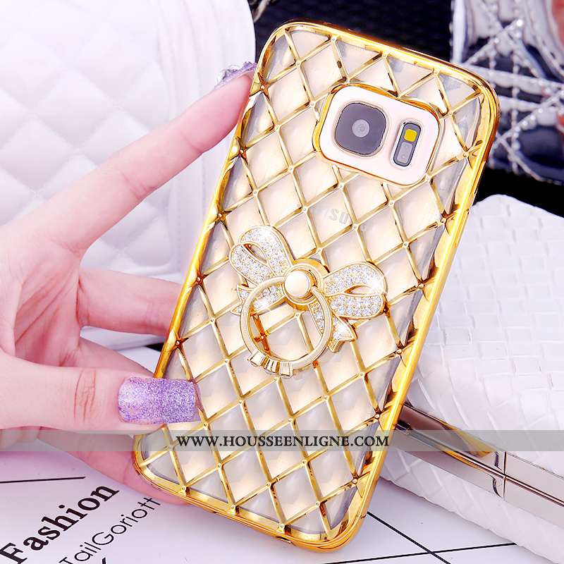 Housse Samsung Galaxy S7 Modèle Fleurie Protection Anneau Étui Rose Support Placage