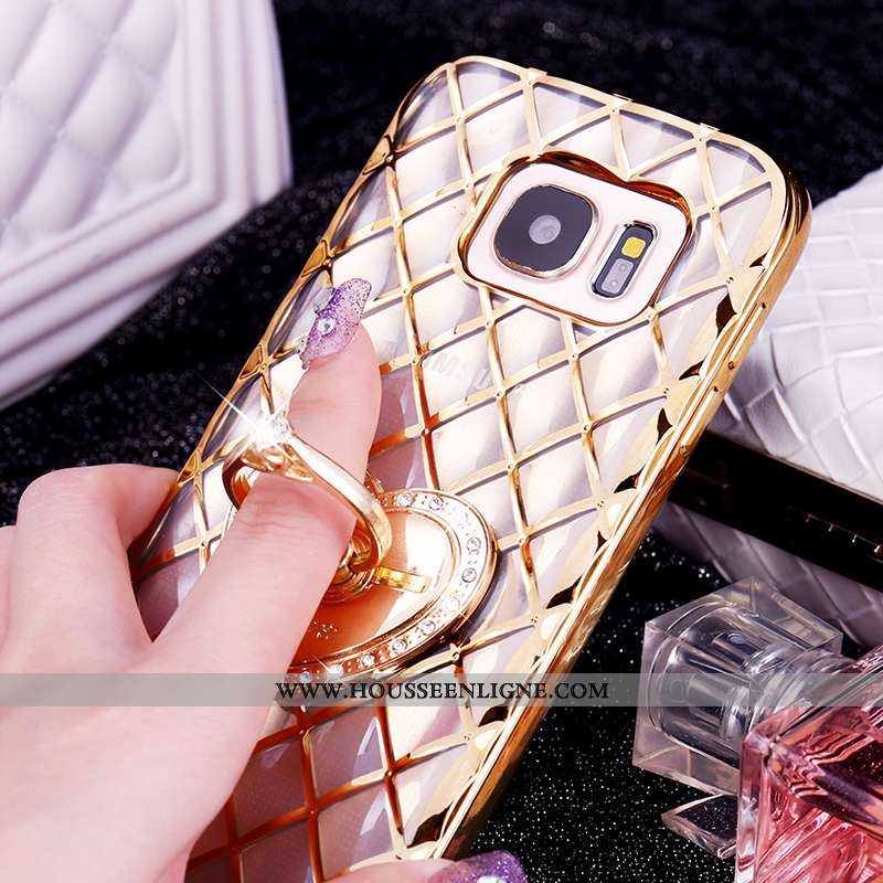 Housse Samsung Galaxy S7 Modèle Fleurie Protection Anneau Étui Rose Support Placage