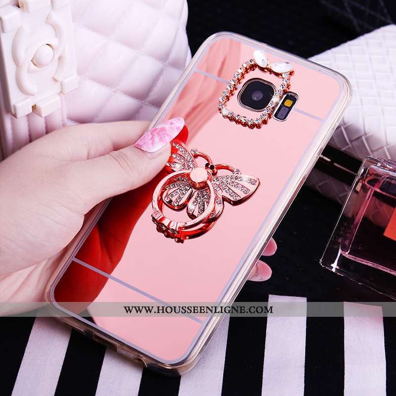 Housse Samsung Galaxy S7 Protection Fluide Doux Rose Téléphone Portable Étoile Étui Coque