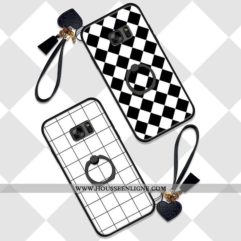 Housse Samsung Galaxy S7 Étoile Noir Support Coque Téléphone Portable Étui