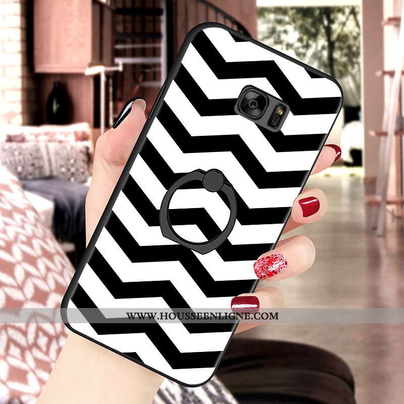 Housse Samsung Galaxy S7 Étoile Noir Support Coque Téléphone Portable Étui