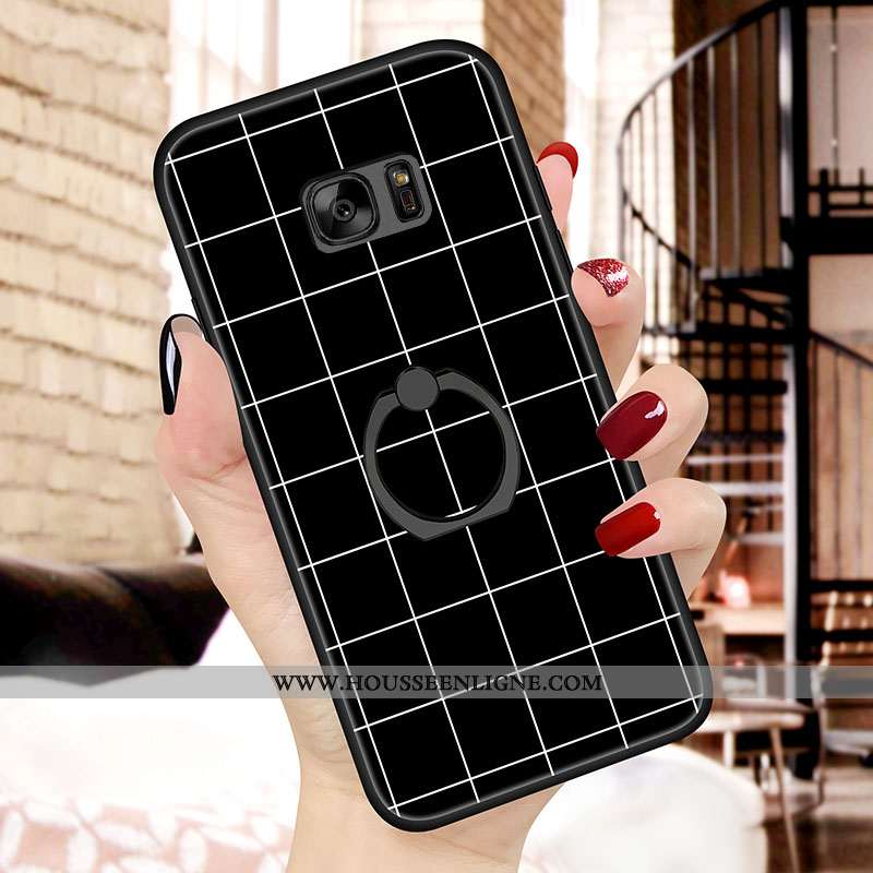 Housse Samsung Galaxy S7 Étoile Noir Support Coque Téléphone Portable Étui