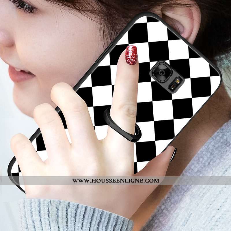 Housse Samsung Galaxy S7 Étoile Noir Support Coque Téléphone Portable Étui