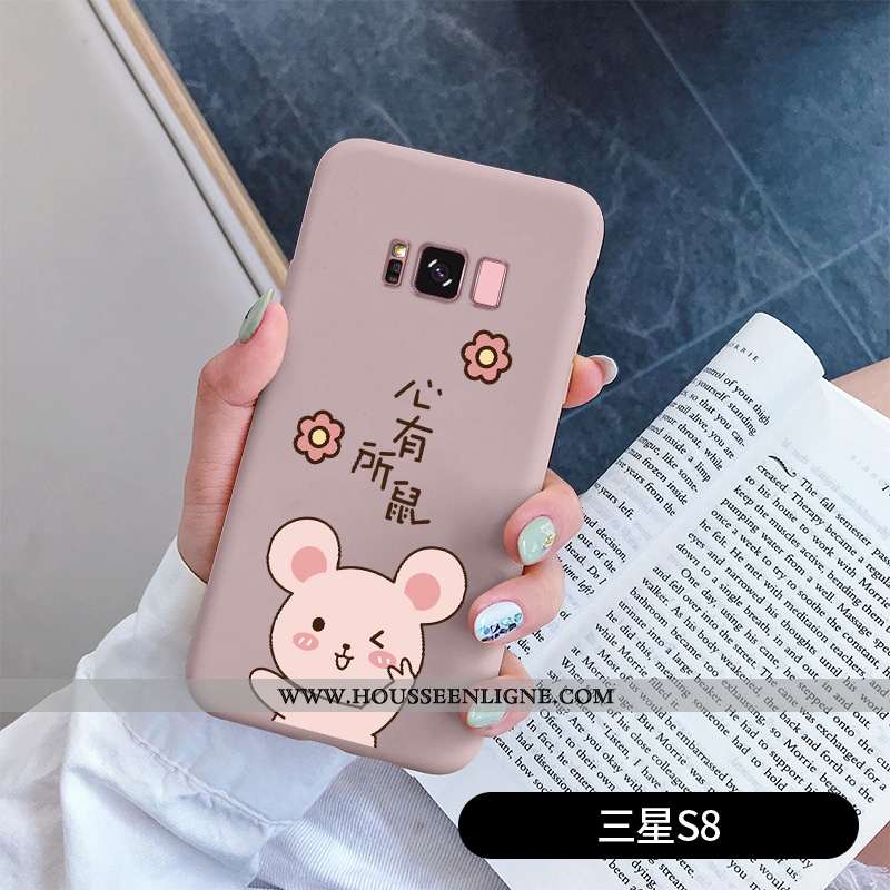 Housse Samsung Galaxy S8 Charmant Ultra Délavé En Daim Tendance Rat Protection Dessin Animé Rose