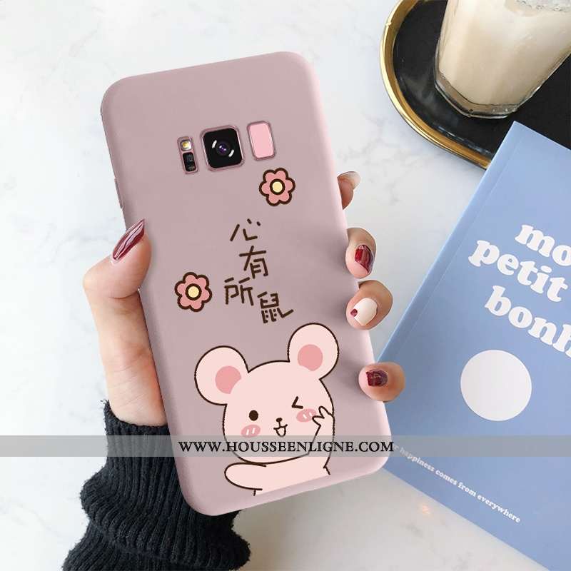Housse Samsung Galaxy S8 Charmant Ultra Délavé En Daim Tendance Rat Protection Dessin Animé Rose