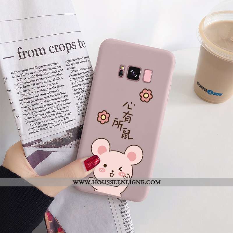 Housse Samsung Galaxy S8 Charmant Ultra Délavé En Daim Tendance Rat Protection Dessin Animé Rose