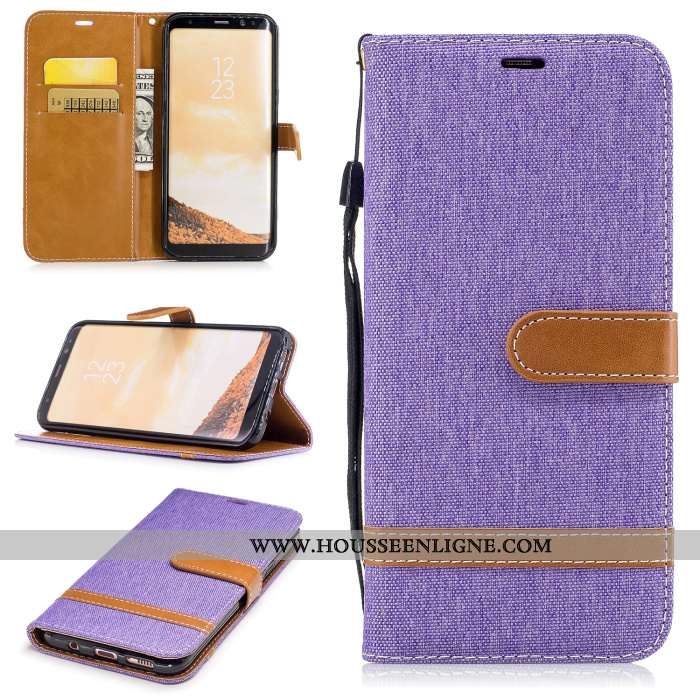 Housse Samsung Galaxy S8 Cuir Protection Rouge Étui Coque Étoile Téléphone Portable Rose