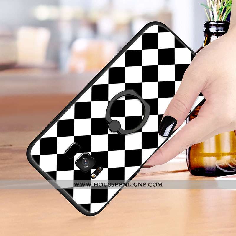 Housse Samsung Galaxy S8+ Fluide Doux Silicone Coque Blanc Support Noir Incassable