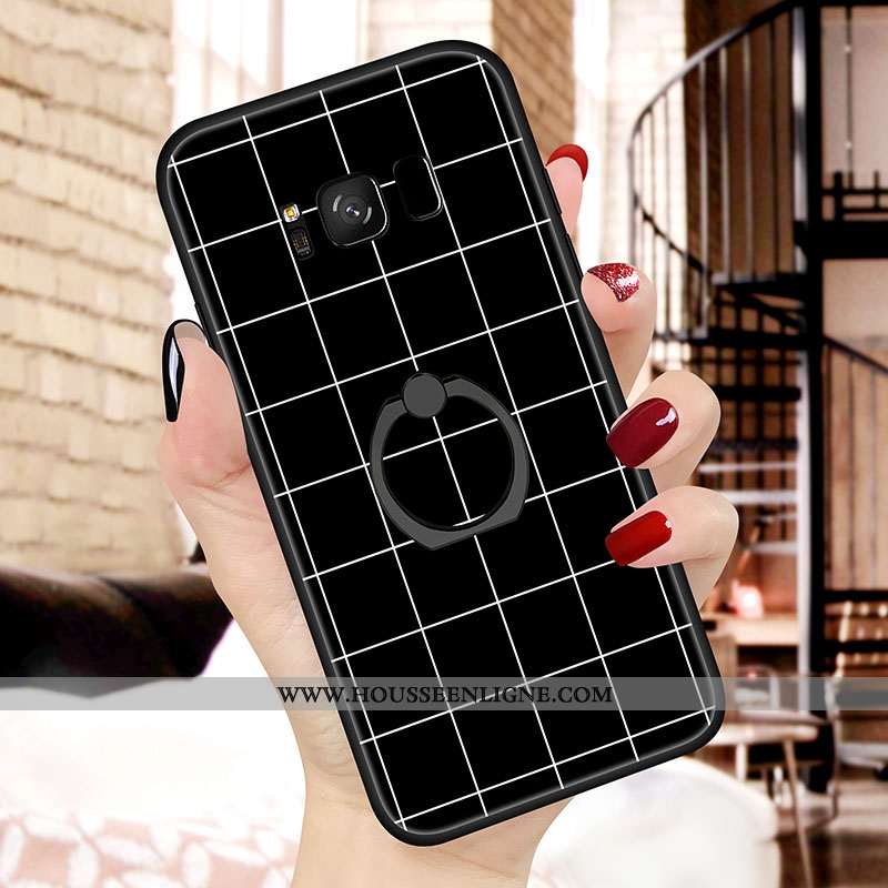 Housse Samsung Galaxy S8+ Fluide Doux Silicone Coque Blanc Support Noir Incassable