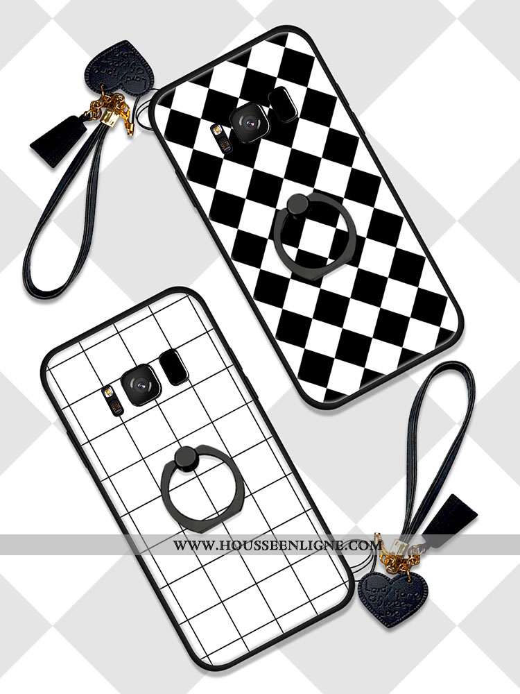 Housse Samsung Galaxy S8+ Fluide Doux Silicone Coque Blanc Support Noir Incassable