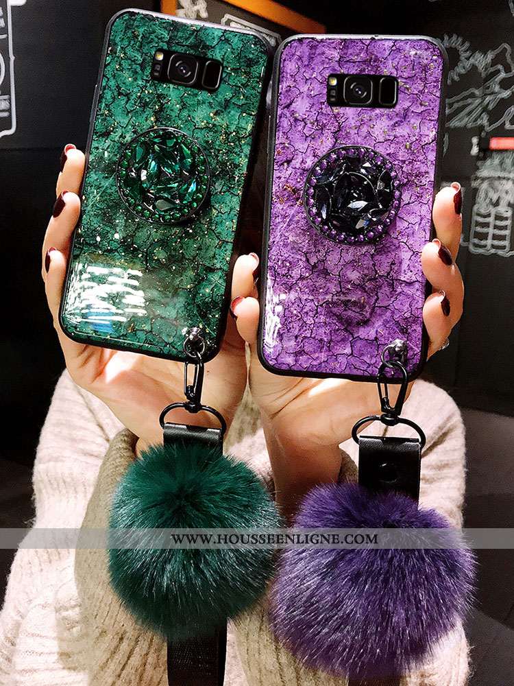 Housse Samsung Galaxy S8 Fluide Doux Silicone Incassable Violet Coque Protection Étoile Rouge