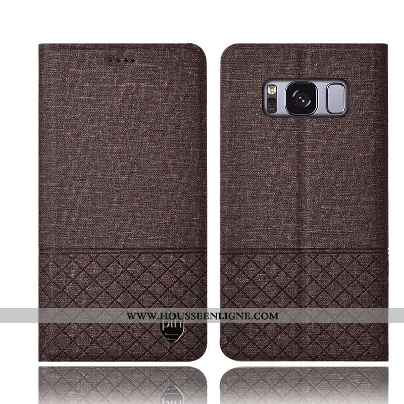 Housse Samsung Galaxy S8+ Protection Cuir Téléphone Portable Étui Coque Lin Rose