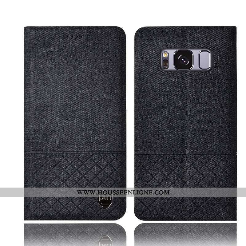 Housse Samsung Galaxy S8+ Protection Cuir Téléphone Portable Étui Coque Lin Rose