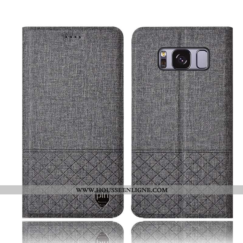 Housse Samsung Galaxy S8+ Protection Cuir Téléphone Portable Étui Coque Lin Rose
