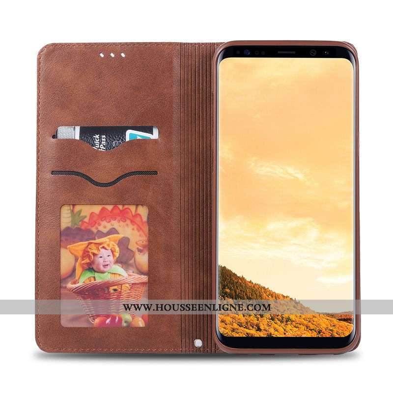 Housse Samsung Galaxy S8+ Protection Cuir Téléphone Portable Étui Tout Compris Coque Khaki
