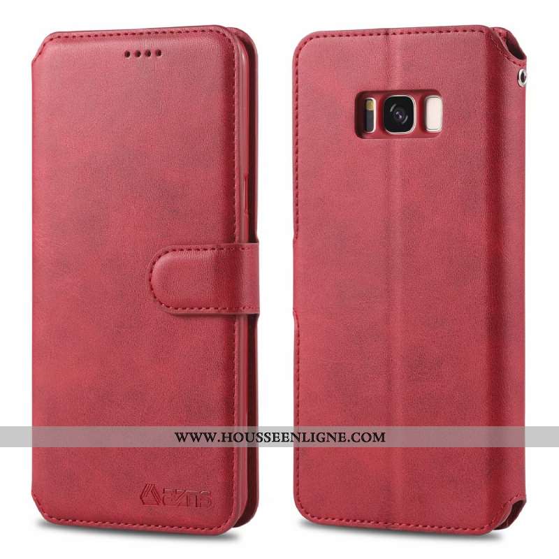 Housse Samsung Galaxy S8 Protection Cuir Véritable Portefeuille Gris Téléphone Portable Étui