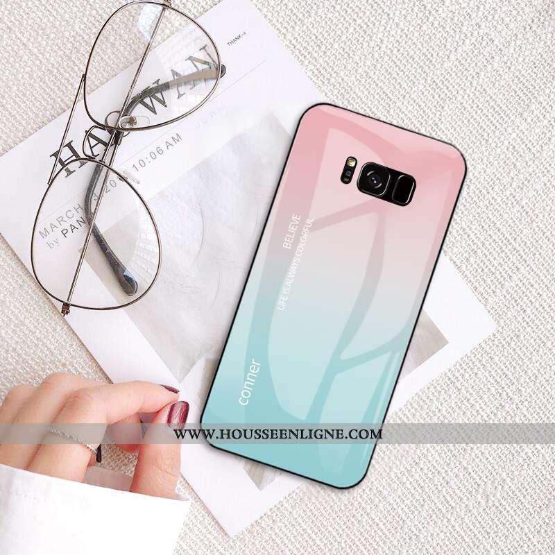 Housse Samsung Galaxy S8 Protection Verre Personnalité Tout Compris Étoile Dessin Animé Étui Rose