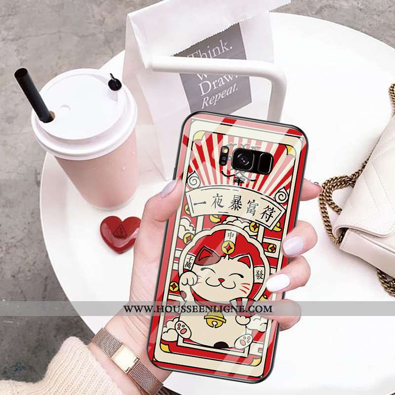 Housse Samsung Galaxy S8 Protection Verre Personnalité Tout Compris Étoile Dessin Animé Étui Rose