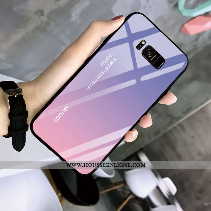 Housse Samsung Galaxy S8 Protection Verre Personnalité Tout Compris Étoile Dessin Animé Étui Rose