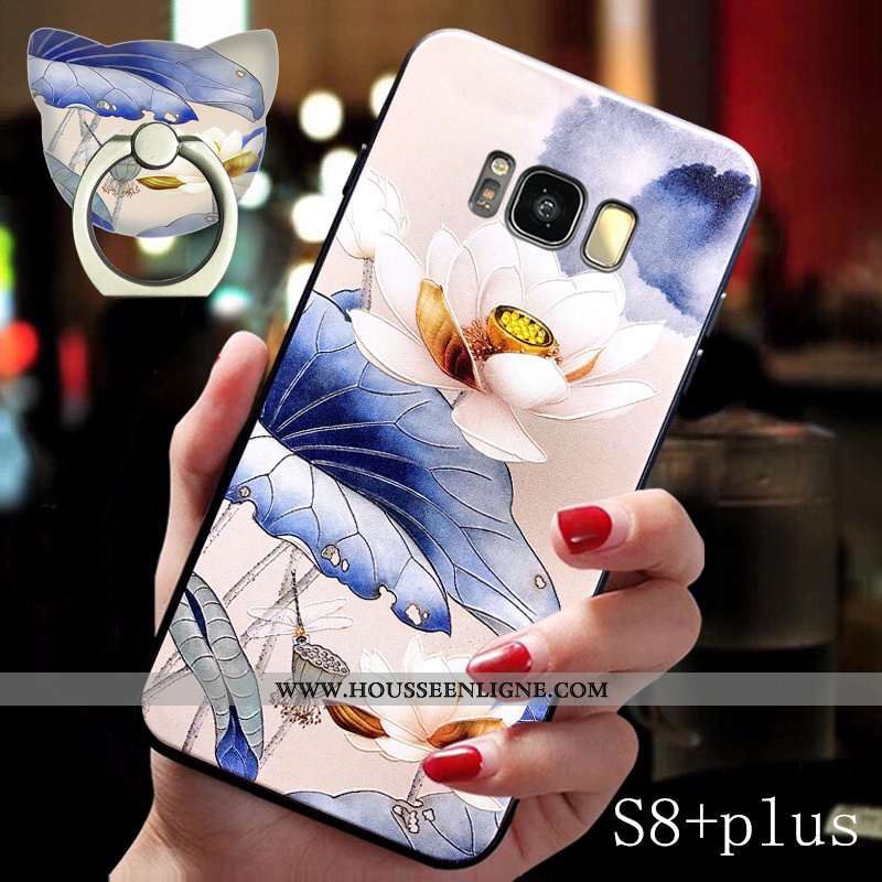 Housse Samsung Galaxy S8+ Tendance Fluide Doux Incassable Vent Protection Style Chinois Bleu