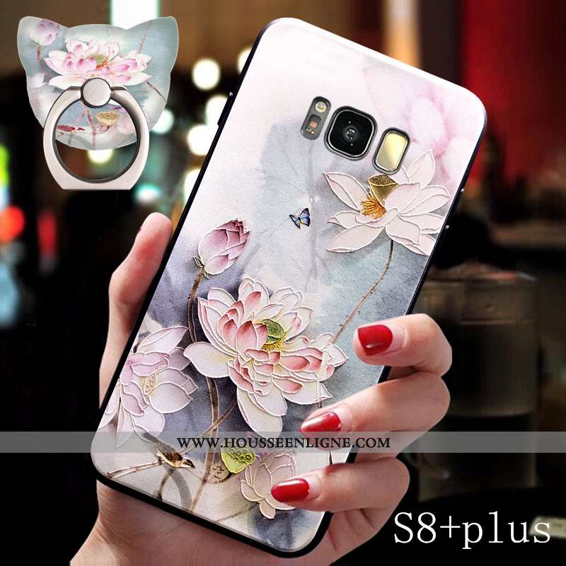 Housse Samsung Galaxy S8+ Tendance Fluide Doux Incassable Vent Protection Style Chinois Bleu