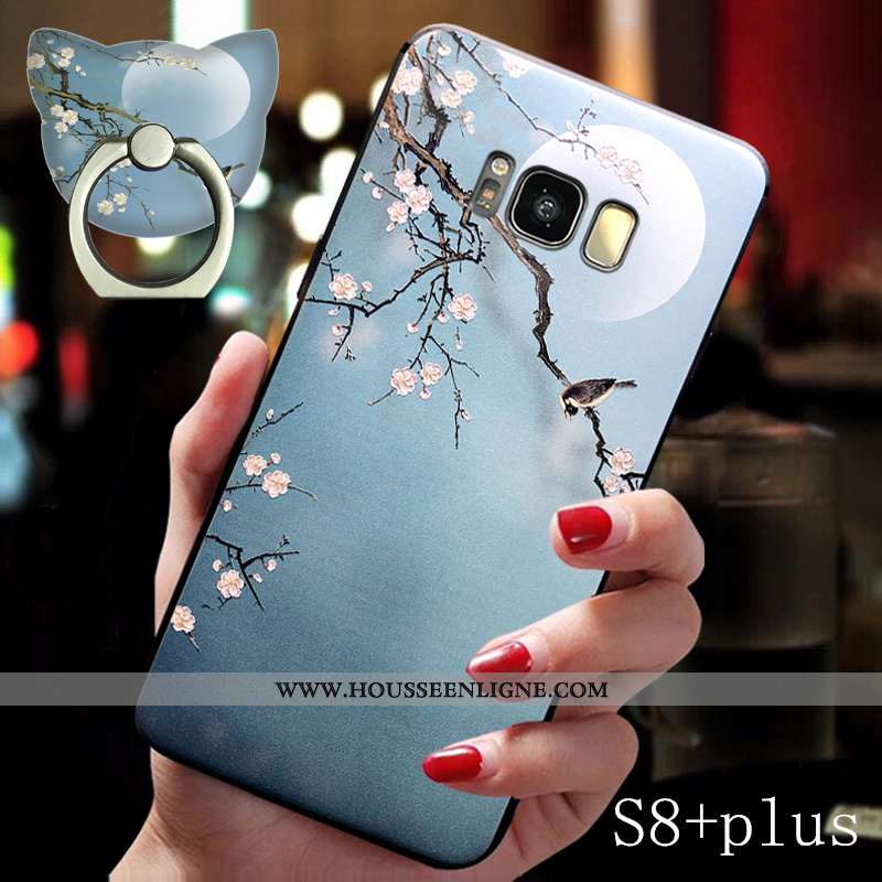 Housse Samsung Galaxy S8+ Tendance Fluide Doux Incassable Vent Protection Style Chinois Bleu