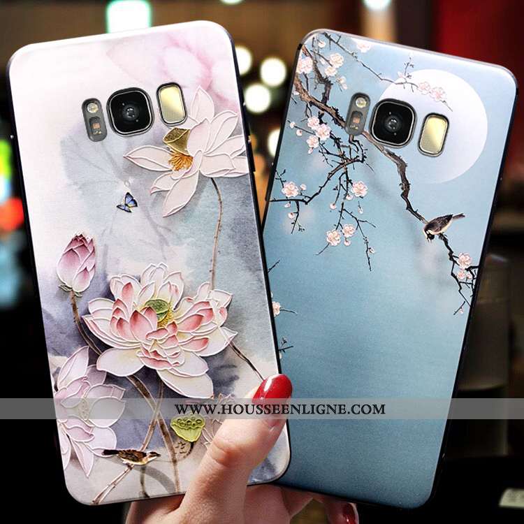 Housse Samsung Galaxy S8+ Tendance Fluide Doux Incassable Vent Protection Style Chinois Bleu