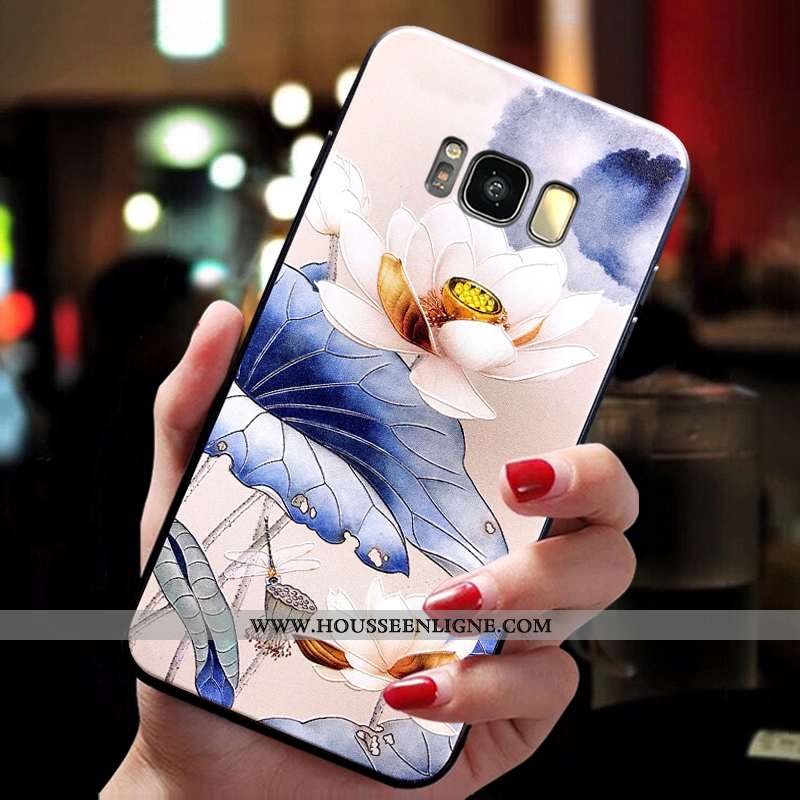 Housse Samsung Galaxy S8+ Tendance Fluide Doux Incassable Vent Protection Style Chinois Bleu