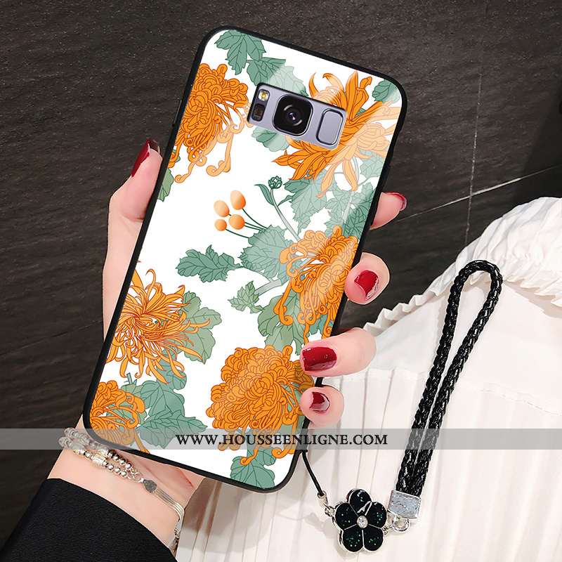 Housse Samsung Galaxy S8 Verre Cuir Étoile Pu Fleur Difficile Étui Noir