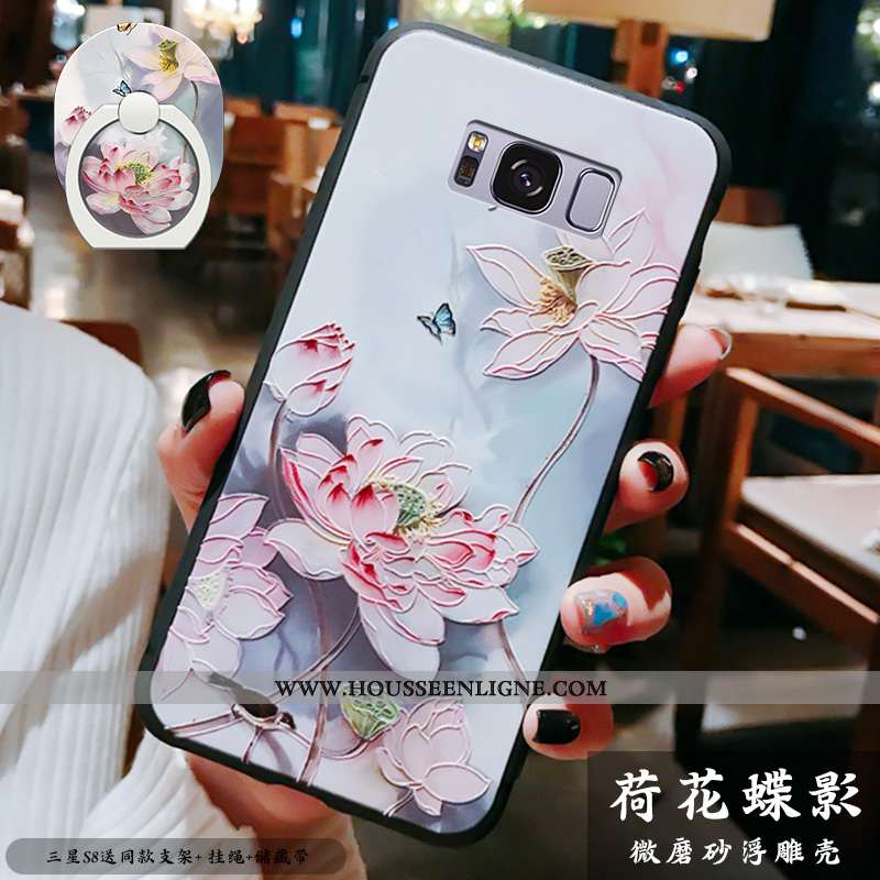 Housse Samsung Galaxy S8 Vintage Ultra Légère Tout Compris Style Chinois Coque Support Bleu
