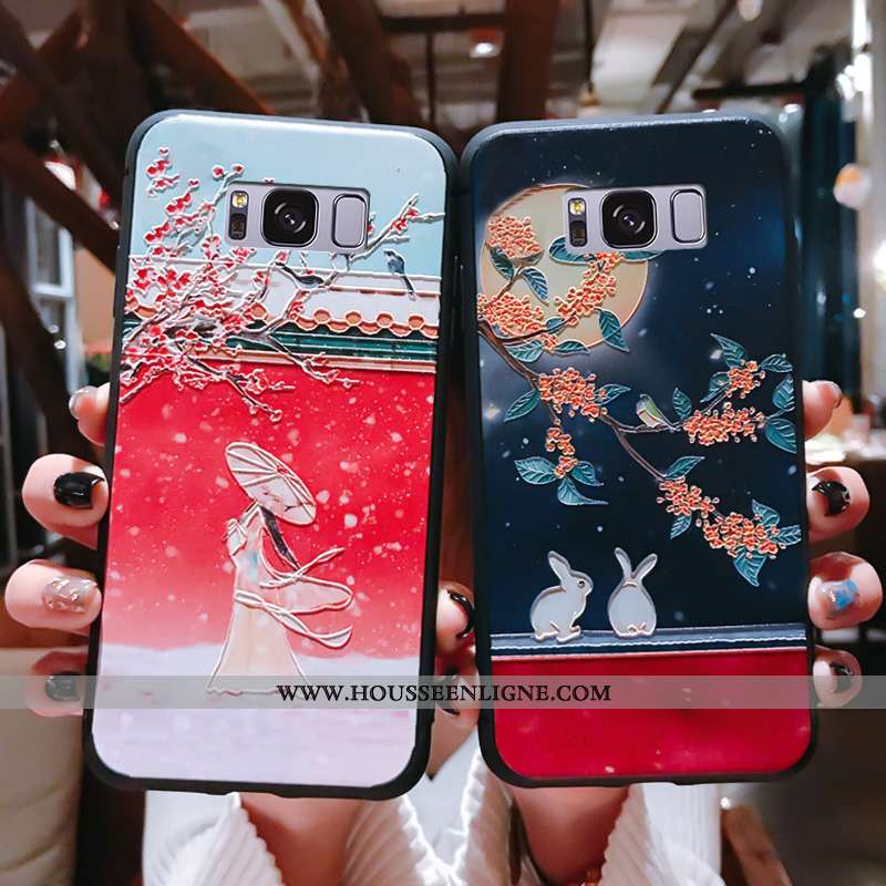Housse Samsung Galaxy S8 Vintage Ultra Légère Tout Compris Style Chinois Coque Support Bleu
