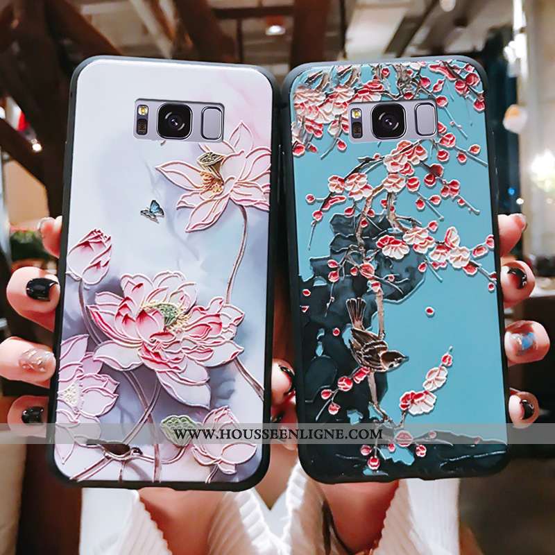 Housse Samsung Galaxy S8 Vintage Ultra Légère Tout Compris Style Chinois Coque Support Bleu