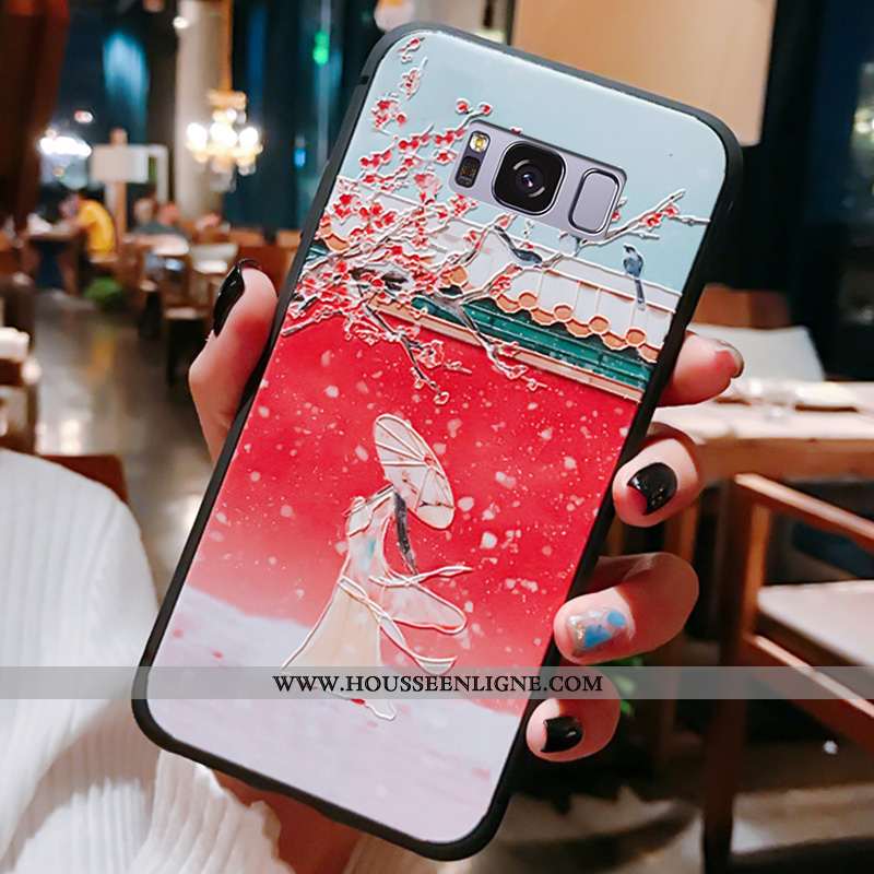 Housse Samsung Galaxy S8 Vintage Ultra Légère Tout Compris Style Chinois Coque Support Bleu
