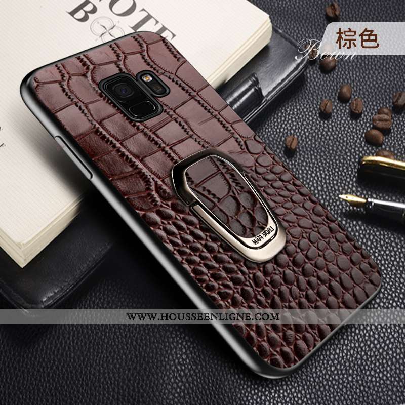 Housse Samsung Galaxy S9 Créatif Cuir Véritable Ultra Rouge Légère Téléphone Portable Modèle Fleurie