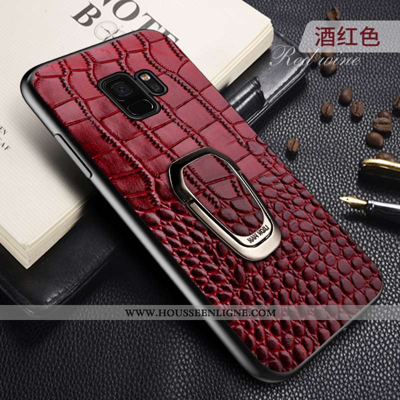 Housse Samsung Galaxy S9 Créatif Cuir Véritable Ultra Rouge Légère Téléphone Portable Modèle Fleurie