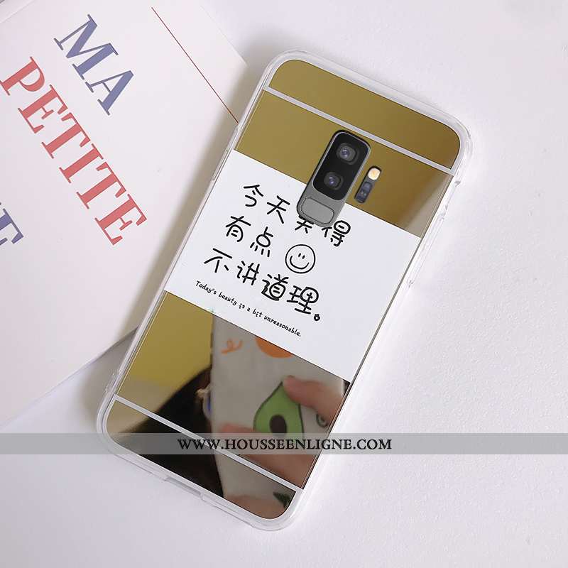 Housse Samsung Galaxy S9+ Créatif Fluide Doux Fleurs Miroir Bordure Silicone Étoile Doré