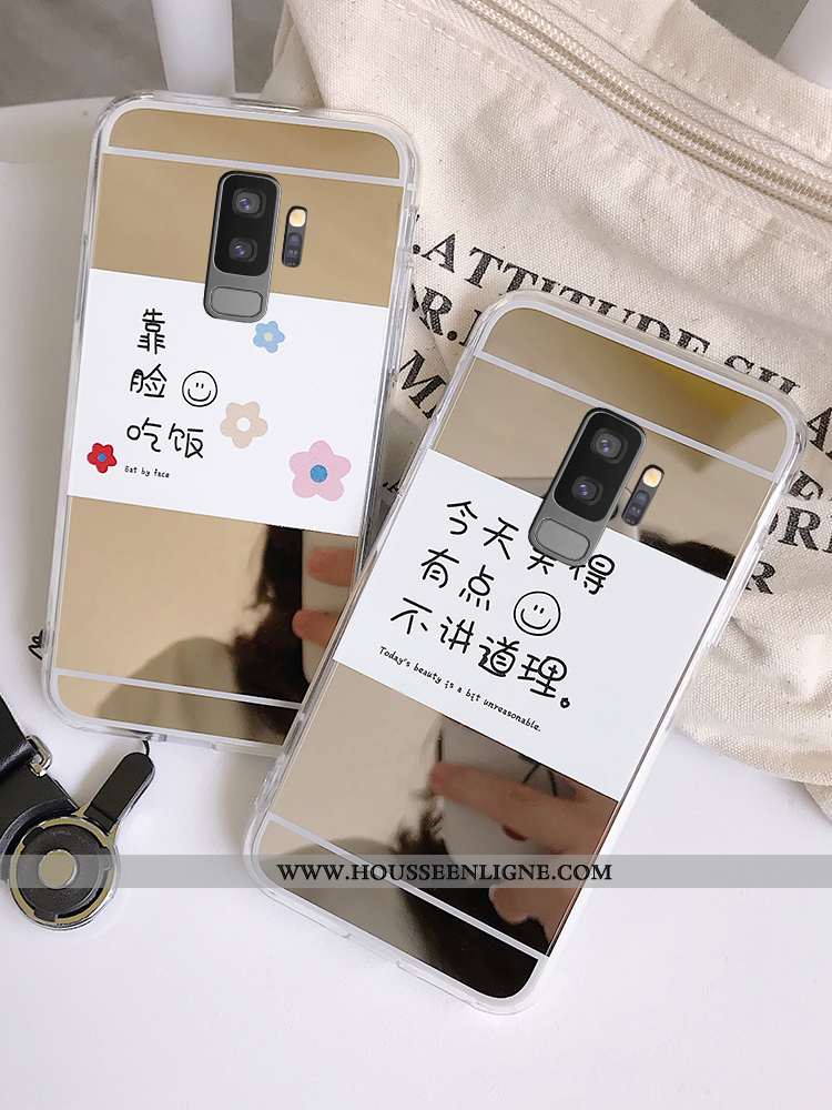 Housse Samsung Galaxy S9+ Créatif Fluide Doux Fleurs Miroir Bordure Silicone Étoile Doré