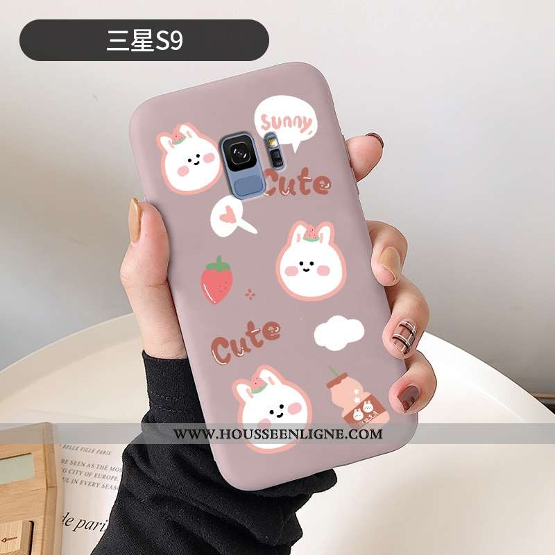 Housse Samsung Galaxy S9 Délavé En Daim Personnalité Étui Silicone Nouveau Tout Compris Légère Rose